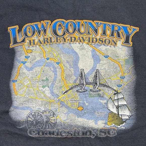 VINTAGE HARLEY-DAVIDSON LOW COUNTRY CHARLESTON SC T SHIRT SZ L - Picture 2 of 7